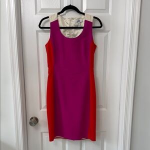Badgley Mischka Red and Pink Colorblock Dress